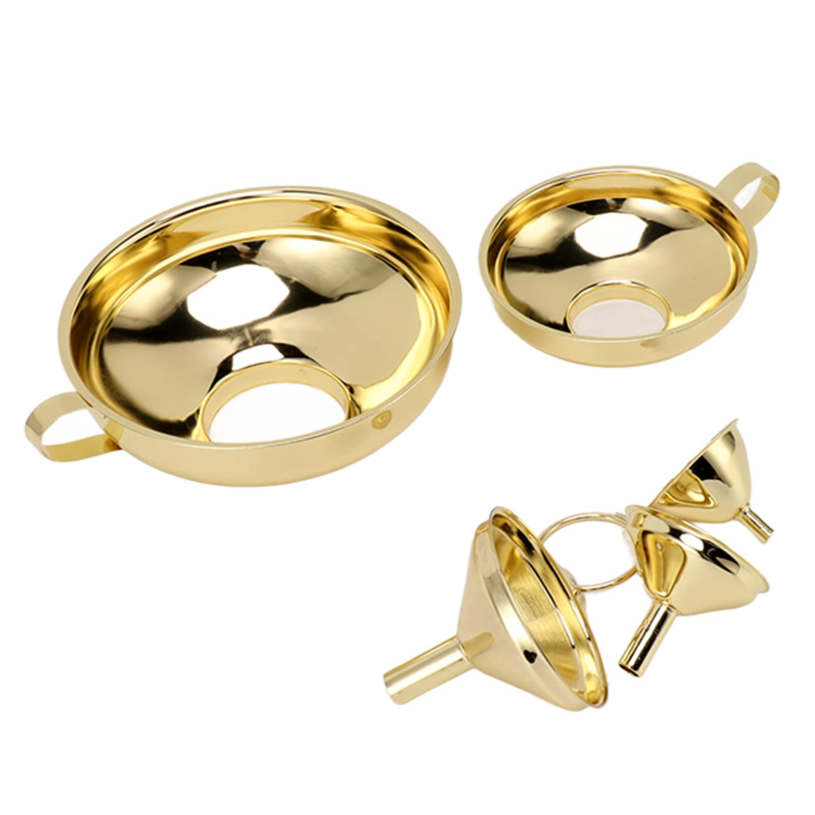 Gold Plated Wide Mouth Funnel And Small Funnel Three Piece Large Mouth Wide Mouth Funnel Mini Funnel Three Piece Suit For Canning Kitchen Tools