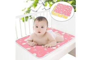 2 Pcs Baby Diaper Changing Pad, Maveek 19.7'' X 27.6'' Newborns Waterproof Diaper Pad Reusable Nappy Multi Function Washable Mat for Home and Outdoor(Pink/Yellow)