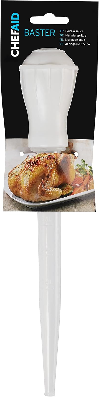 Chef Aid Traditional Baster BPA Free Plastic Kitchen Tool White