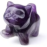 Jovivi Natural Amethyst Crystal Cat Statue Home Decor Carved Gemstone Cats Figurine Collectibles Pocket Sculpture Pet Memorial Decorative Ornament Gift for Cat Lovers