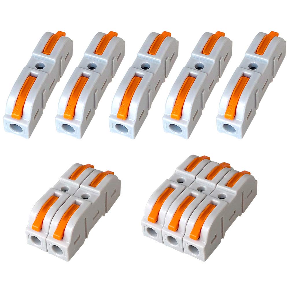 QitinDasen 55Pcs Premium SPL-1 Lever-Nut Wire Connectors, One-to-One Conductor Compact Wire Connectors, Splicing Type Quick Conductors Cable Clamp Terminal Block Spring Connector (Free Combination)