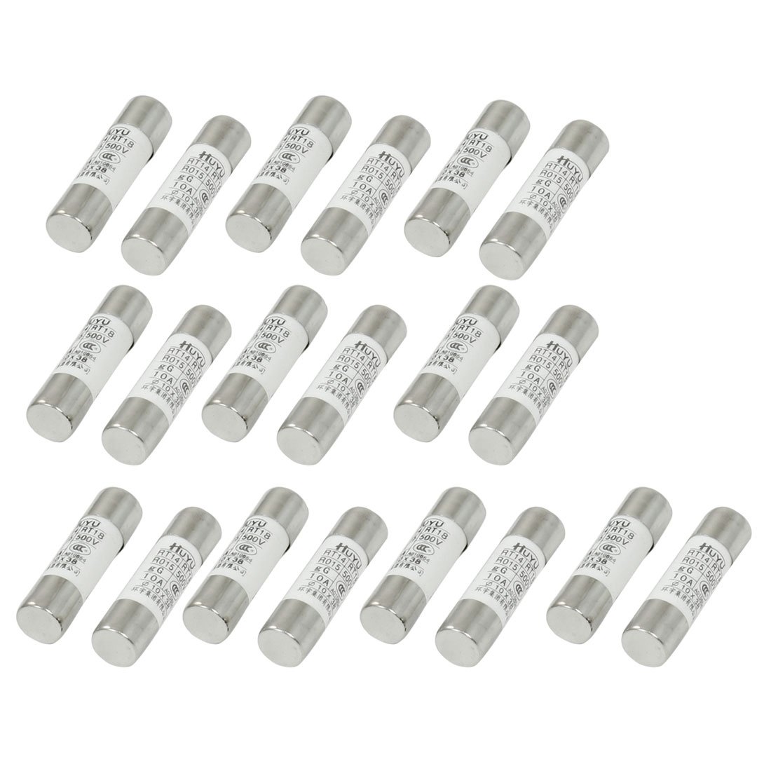 sourcing map 10mm x 38mm Quick Fast Blow Ceramic Fuse Link 10A 500V AC RT14 RT18 R015 20 Pcs
