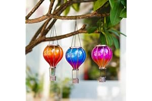 XIRUIER Solar Hot Air Balloon Lantern: Pink Flickering Flame, Waterproof, Ideal Gift for Mom, Grandma & Women's Birthday - Perfect for Lawn, Patio, Porch, Tree Décor; Thoughtful Garden Ornament