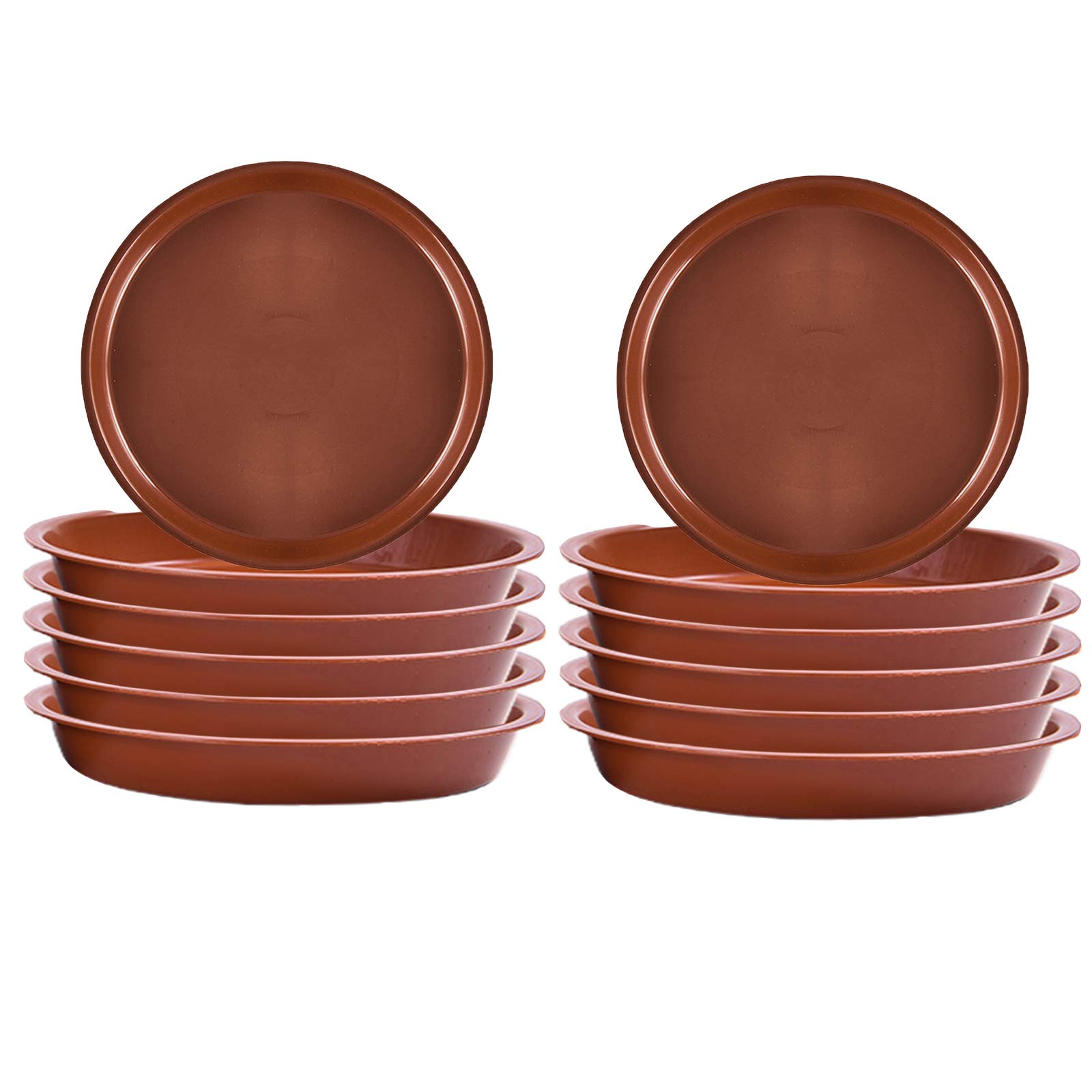 FGASAD 12Packs 10 Inches Plant Saucer Drip Trays, Durable Plant Tray Flower Pot Saucer Pallets, Round Plastic Plant Pot Saucers for Indoor Outdoor Garden, Red