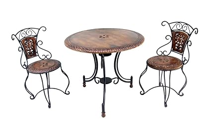 Acme Production Wooden & Iron Carved,Decorative Kids(10 Years Kids) Foolding Table with 2 Chair Set