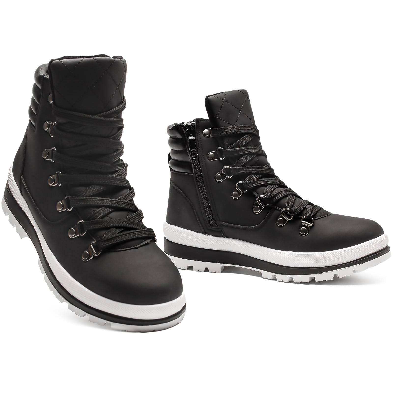 hash bubbie Women's Combat Boots Black Platform