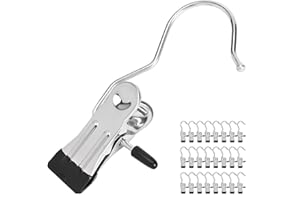 VEESON 24 Pack Hanger Clips, Multi Function Clip Hooks, Laundry Hanging Hooks Clips, Clothes Clips, Closet Hangers, Boot Clips, Sock Clips, Hat Clips, Glove Clips, Trouser Clips, Towel Pins