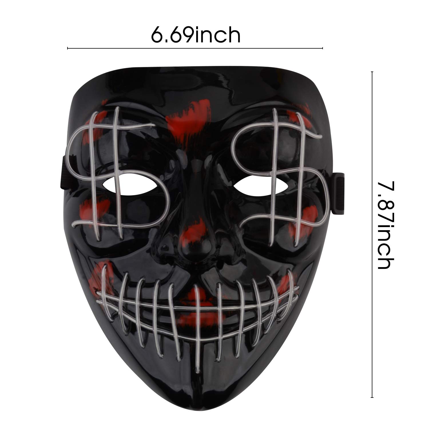 B bangcool LED Light Up Scary Mask, LED Mask Scary Face Fashion Alien Halloween Cosplay Light Up Mask for Kids & Adult