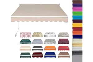 MOIUBYW Retractable Patio Awning Replacement Fabric (Without Frame) Waterproof Shade Sun Shade Awning Cover Outdoor Patio Canopy Sunsetter Deck Awnings Polyester(B,(18x12ft) 5.5x3.65m)