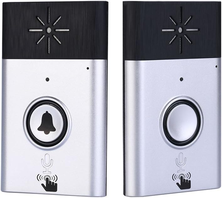 Wireless Voice Intercom Doorbell 2-way Talk Monitor with 1*Outdoor Unit Button 1* Indoor Unit Receiver Smart Home Security Door Bell,Silver