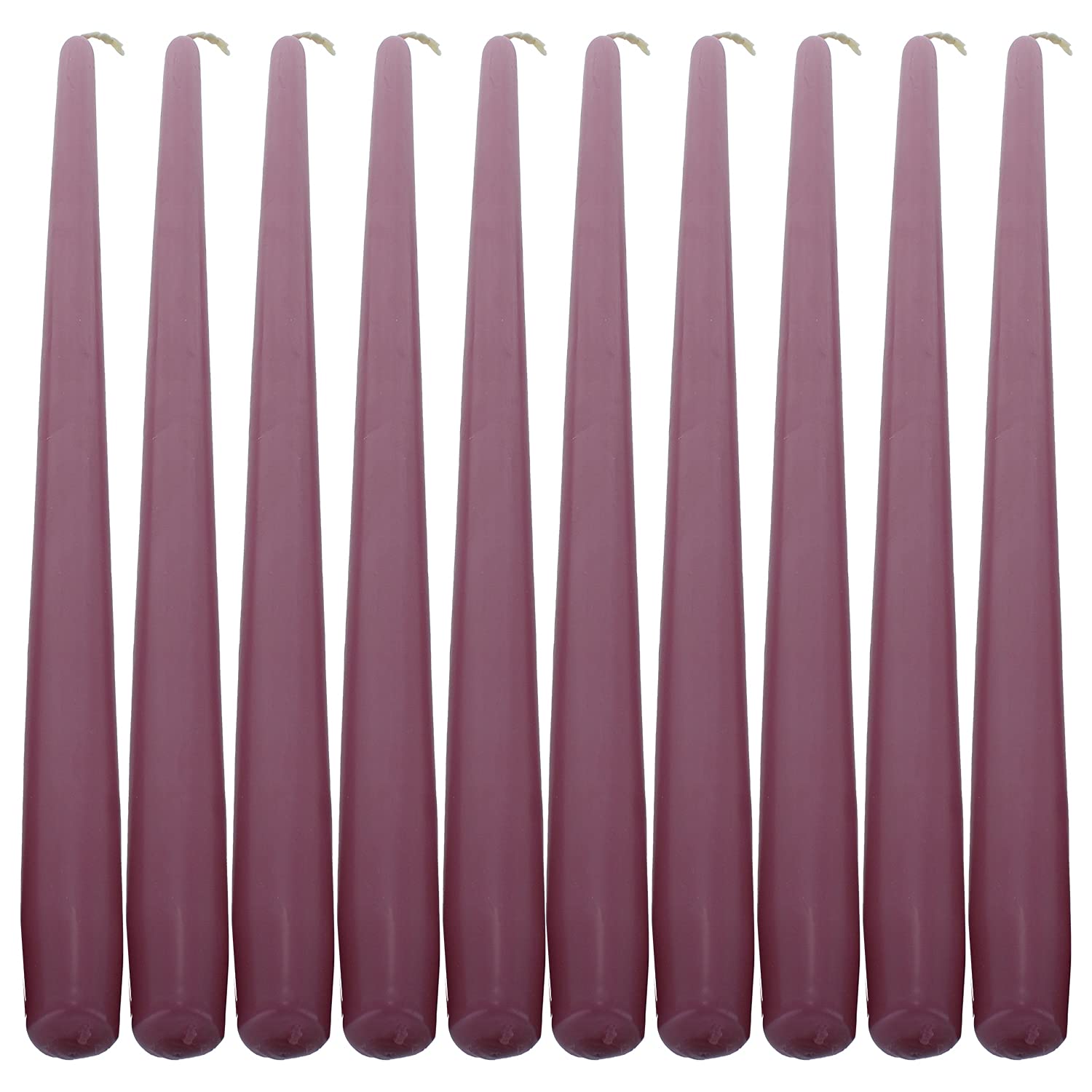 Deli Supplies Dinner Party Christmas Table Decor Bistro Candles Non Drip Tapered 9” 24cm Tall Taper Candle 7 Hour Burn Time Smokeless and Dripless Quality Wax (Old Rose/Pink, 10)