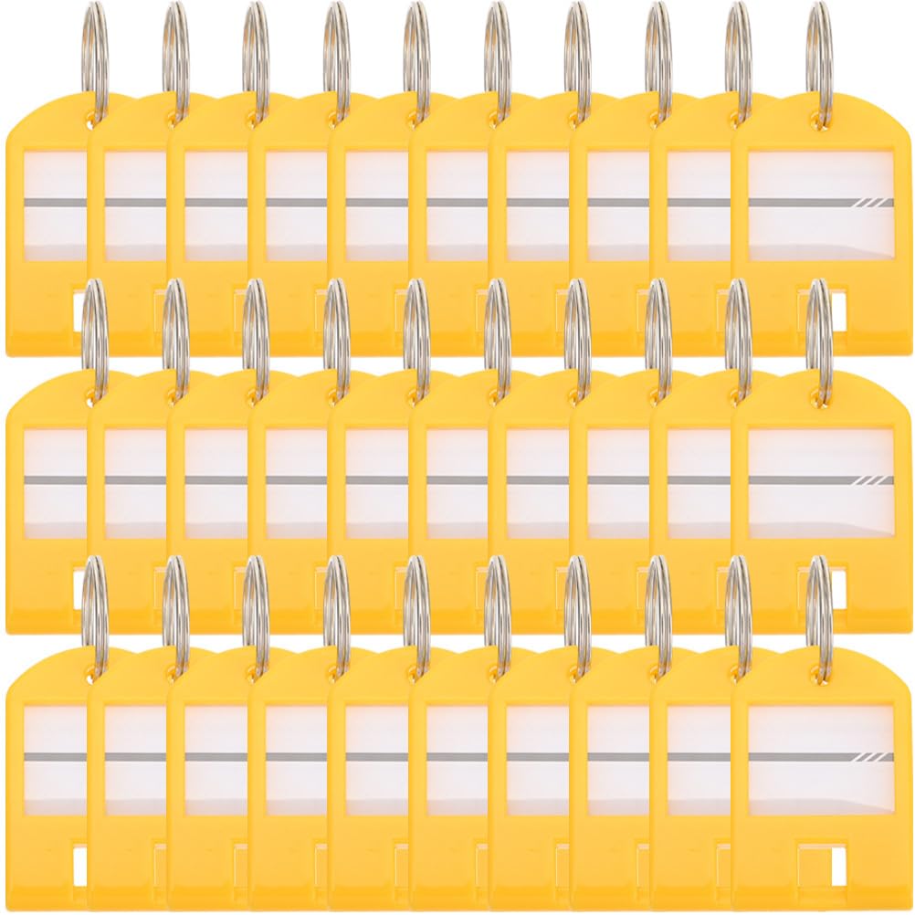 Tofficu 35Pcs Yellow Key Tags with Labels, Numbered Key Classification Tags for Luggage, Travel, DIY Use, Durable Abs Material, Ideal Present for Friends and Family