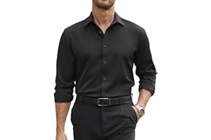 COOFANDY Mens Stretch Dress Shirts Long Sleeve Button Down Shirt Regular Fit Formal Business Shirts