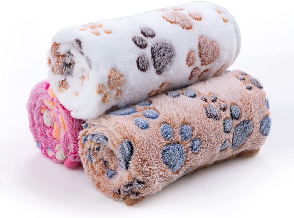 Pet Soft Dog Blankets Washable, Soft Cats Puppy Blankets Large, 3Pack Warm and Cozy Pet Blankets for Dogs and Cats (3L)