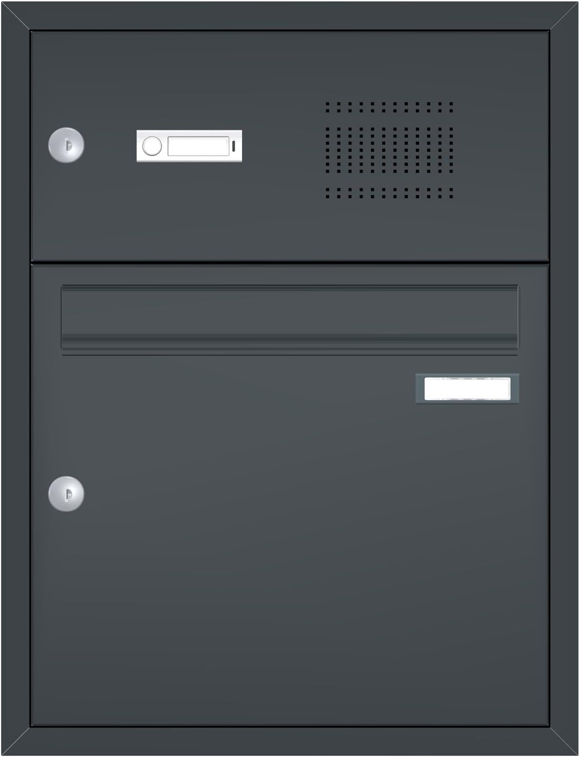 Max Knobloch Unterputz-Briefkasten mit Sprechsieb/Klingel anthrazitgrau (RAL 7016) 12 Liter