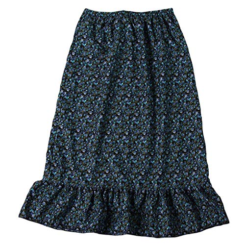 Girls Calico Pioneer Peasant Costume Skirt (Girls XX-Large 12/14 SLIM , Blue Calico) - //coolthings.us