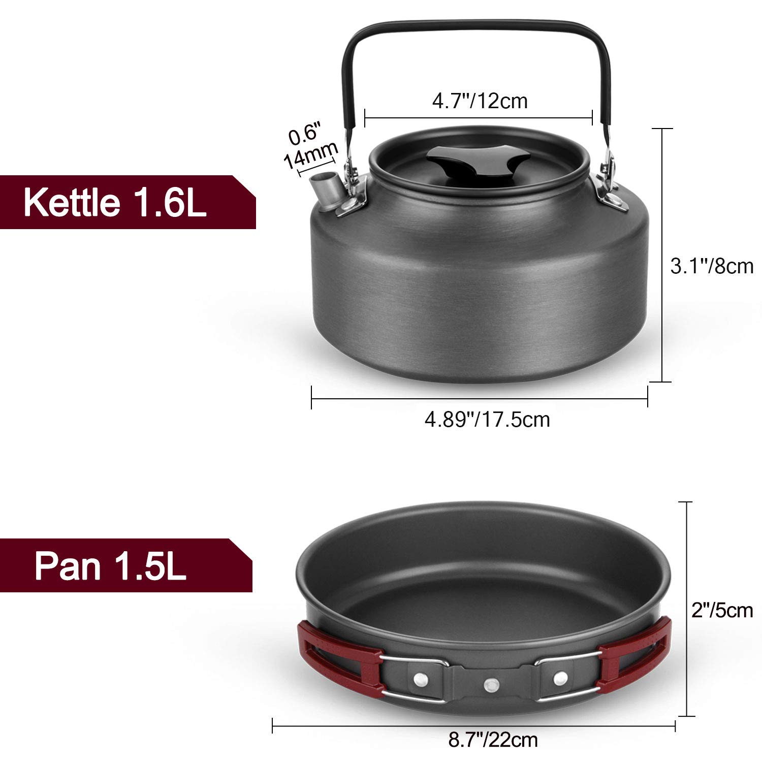Mua Odoland 22pcs Camping Cookware Mess Kit, Large Size Hanging Pot Pan Kettle with Base Cook