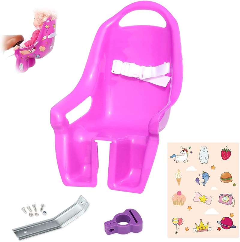 AVASTA Doll Bike Seat for Girls Bicycle with DIY Unicorn Decals Purple