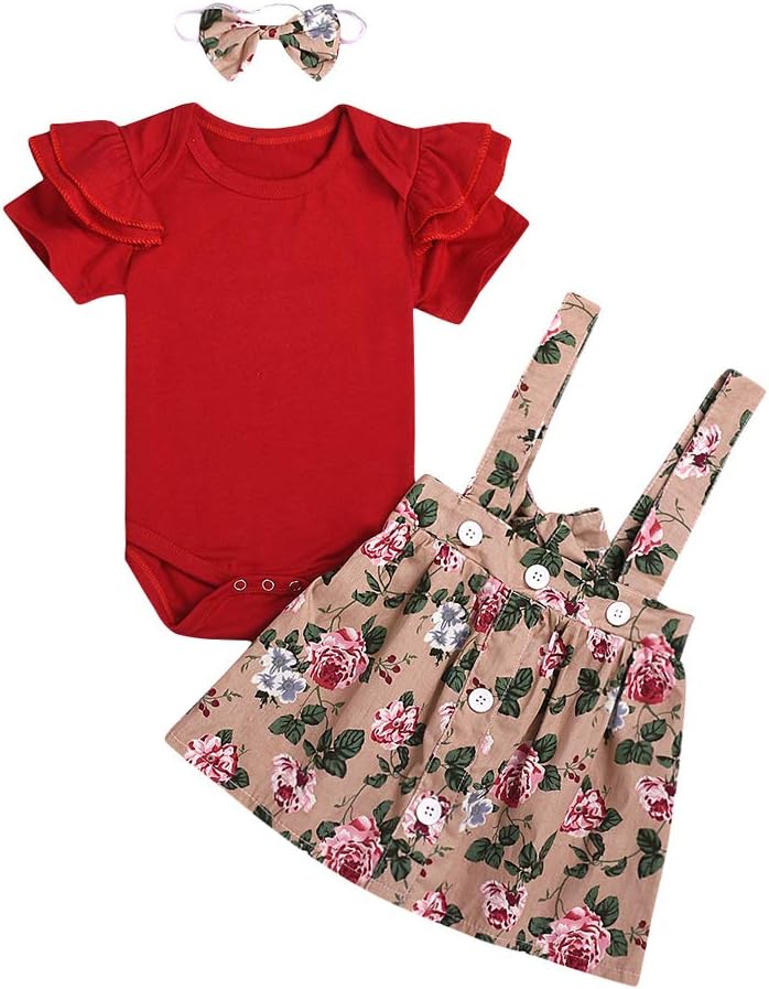 Toddler Baby Girl Floral Ruffle Romper Outfits Long Sleeve Bodysuit + Pants+Headband Autumn Winter 3PCS Clothes Set