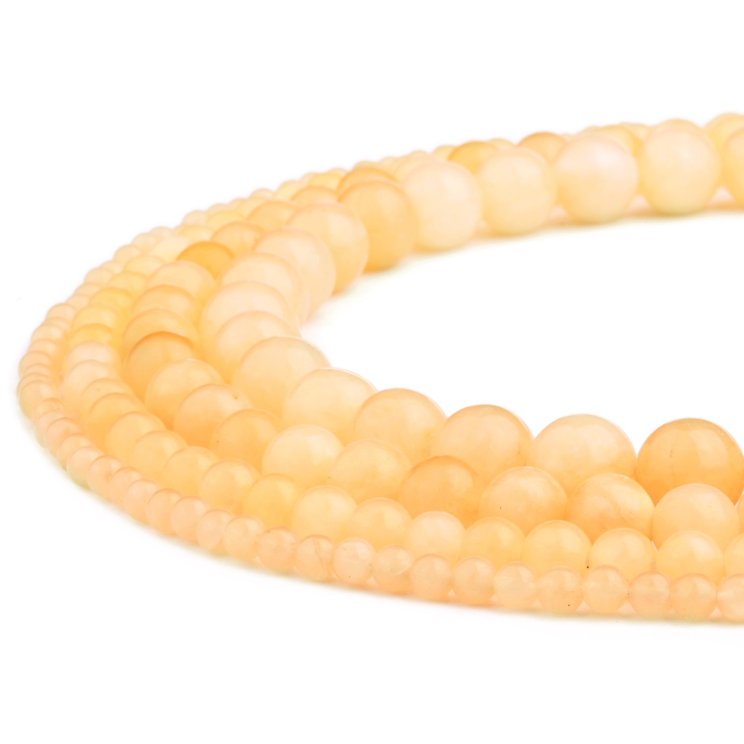 RUBYCA Wholesale Natural Rice Jade Gemstone Round Loose Beads for DIY Jewelry Making 1 Strand - 8mm