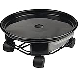 LUXEHOME Natural Resin Round Plant Dolly with Universal Wheels and Water Drawer (4#)
