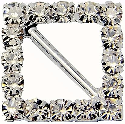 CasStar 50pcs 15mm Square-shaped Rhinestone Buckle Slider