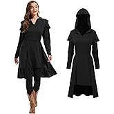 FSUJWOA Renaissance Hood Dress for Women Medieval Vintage Hooded Dress Gothic Hooded Robe Halloween Cosplay