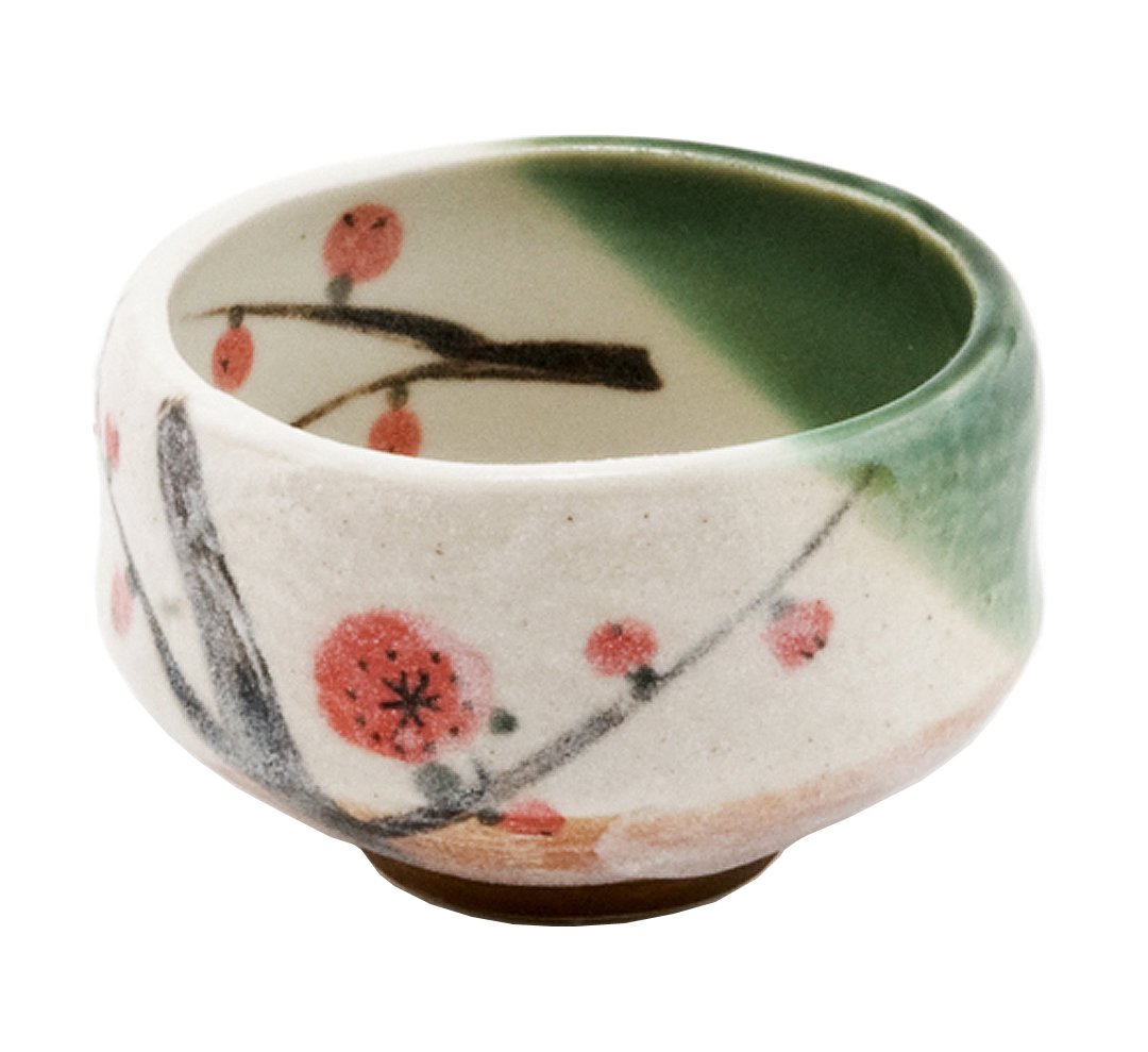 Happy Sales Hsmb-cwcb1, Authentic Japanese Traditional Tea Bowl Ceremony Matcha Chawan Handmade in Japan, Cherry Blossom Pattern