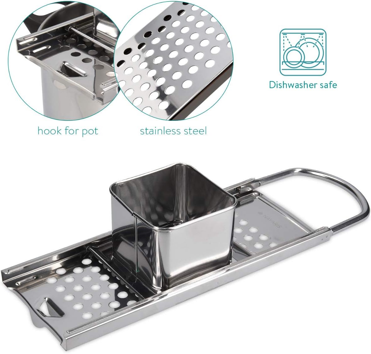 Navaris Spaetzle Pasta Maker, Homemade German Noodle and Dumpling Press, Flat Grater for Making Noodles - Image 4