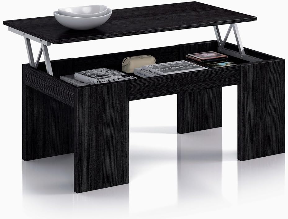 HABITMOBEL Envio Balearic and Peninsula – Centre Table with Lift-Up System Black 43 x 100 x 50 cm