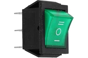 OFFSCH Marine Rocker Switch Kcd4 6-pin 3-Position Momentary Green LED On-Off Start Stop Button for Boat Utv