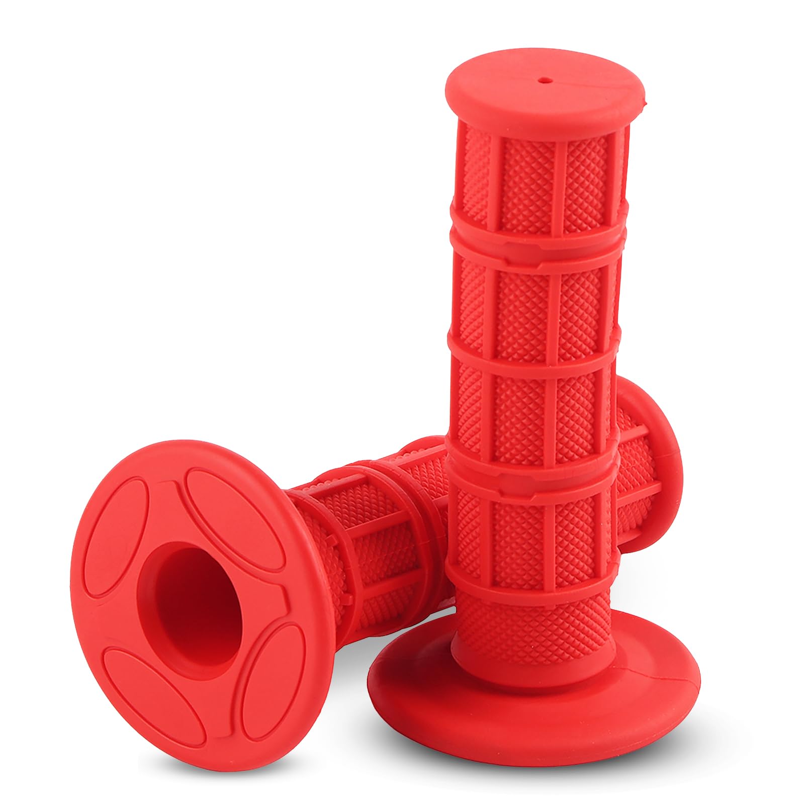 Silicone Motorcycle Handlebar Grips, with Grid Strip, Silicone Handlebar Grip, Handlebar Hand Grips, Anti Skid for 7/8 Inches, Left Right Handlebars for Motorcycles and Bicycles