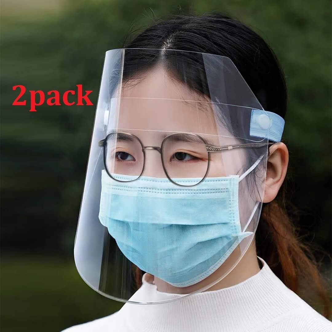2 Pack Face Shield Protect Eyes and Face with Protective Clear Film Elastic Band