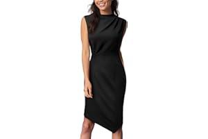AISIZE Women's Retro Sleeveless High Neck Business Bodycon Pencil Dress