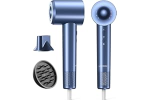 LAMPICK Hair Dryer, 150000 RPM Lightweight High Speed Ionic Blow Dryer for Fast Drying, 500 Million Negative Ions Care & Heat-Control Hairdryer with Magnetic Diffuser & Nozzle, 5 Temps & 3 Speeds