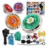 Uiiq Toys Battle Burst Set Spinning Top 4D Metal Fusion Gyros Toy with 4D Launcher Stater Grip and Stadium Battle Set - 17 Pcs