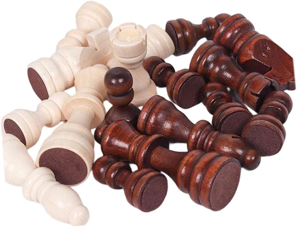 Wood International Chess Piece Set with 32 Padded Felt Bases, 1 inch, Traditional Game Accessories