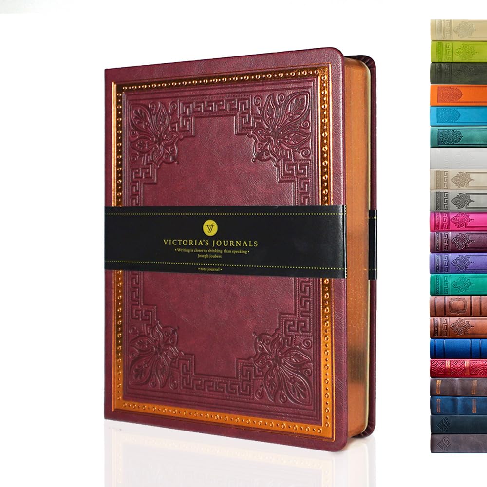 VICTORIA'S JOURNALS Leatherette Vintage Journal Hard Cover Lined Notebook Old Looking Travel Diary, 5.7'' x 8.1'' — image 1