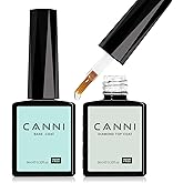 CANNI 2 Pcs No Wipe Gel Top Coat and Base Coat Set- High Gloss Shiny Long Lasting Base Top Coat Gel Nail Polish, Nail Art Hom