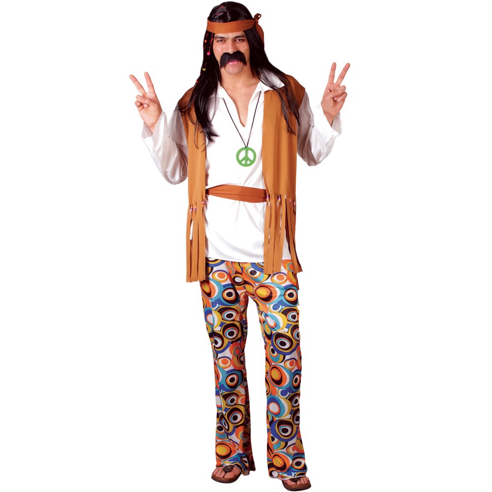 L Mens Woodstock Hippie Costume for Hippy 60s 70s Fancy Dress Amazon