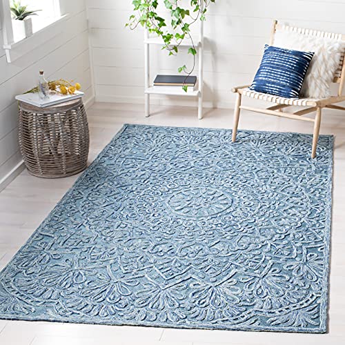 SAFAVIEH Trace Collection Accent Rug - 3' x 5', Blue & Light Green, Handmade Te…