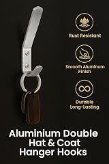 SISI UK Aluminum Double Hat and Coat Hanger Hooks Pack of 10 view 3