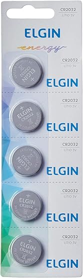 Elgin CR2032, Bateria de Litio 3V, Blister com 5 Baterias