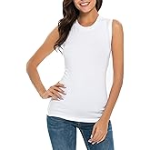 WOSALBA Womens Tanks Camis Crew Neck Solid Color Sleeveless Soft Layer Fitted Underbase