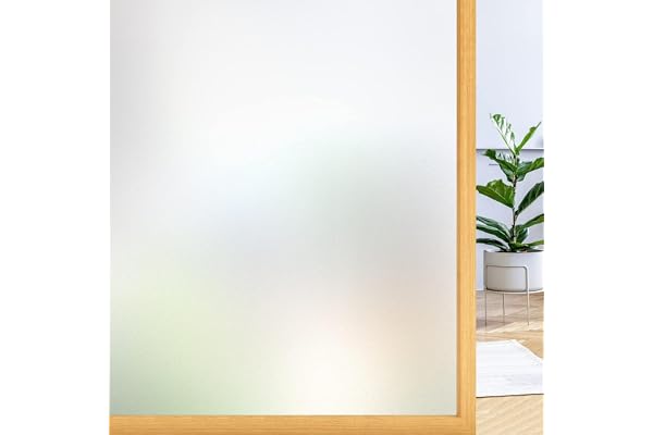 rabbitgoo Window Films for Privacy, Static Cling Frosted Glass Sticker, Non-Adhesive Privacy Film Sun Blocking Window Coverin