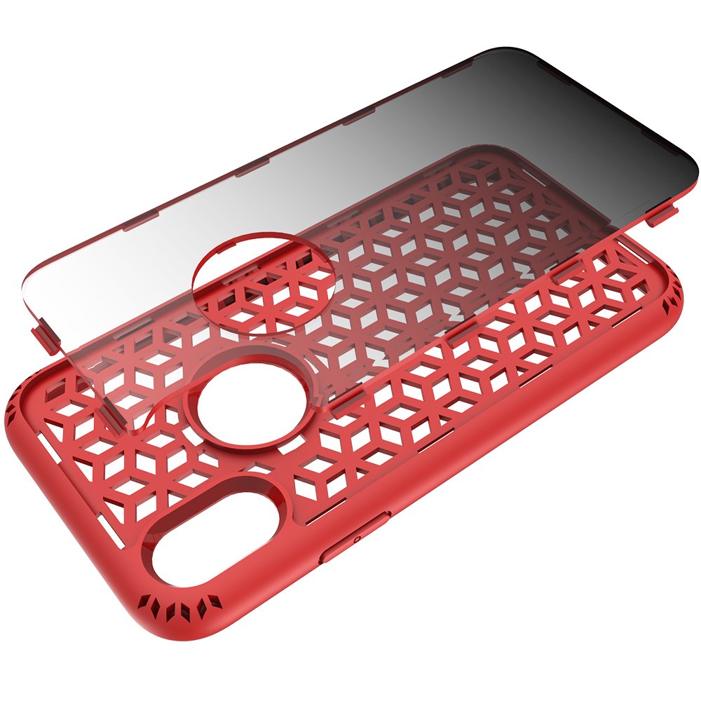 iPhone X Case, MagicSky Shockproof Slim Corner Protection with Resilient Shock Absorption Rubber Protective Case Cover for Apple iPhoneX - Red and Black