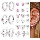 Kakonia Hypoallergenic Flat Back Earrings for Women Men Surgical Steel Earring for Sensitive Ears, 14K Gold Plated Stainless Steel Flatback Stud Hoop Cartilage Earring Stacks for Multiple Piercing