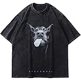 Laixton Men's Graphic Tees Shirt Unisex Cotton Oversized T-Shirt Short Sleeve Vintage Streetwear Casual Tee Top