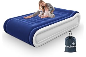 Luxchoice Air Mattress with Built in Pump Self Inflating Mattress Twin Blow up Mattress Flocked Surface Air Bed with Integrated Pillow Great for Home Traveling