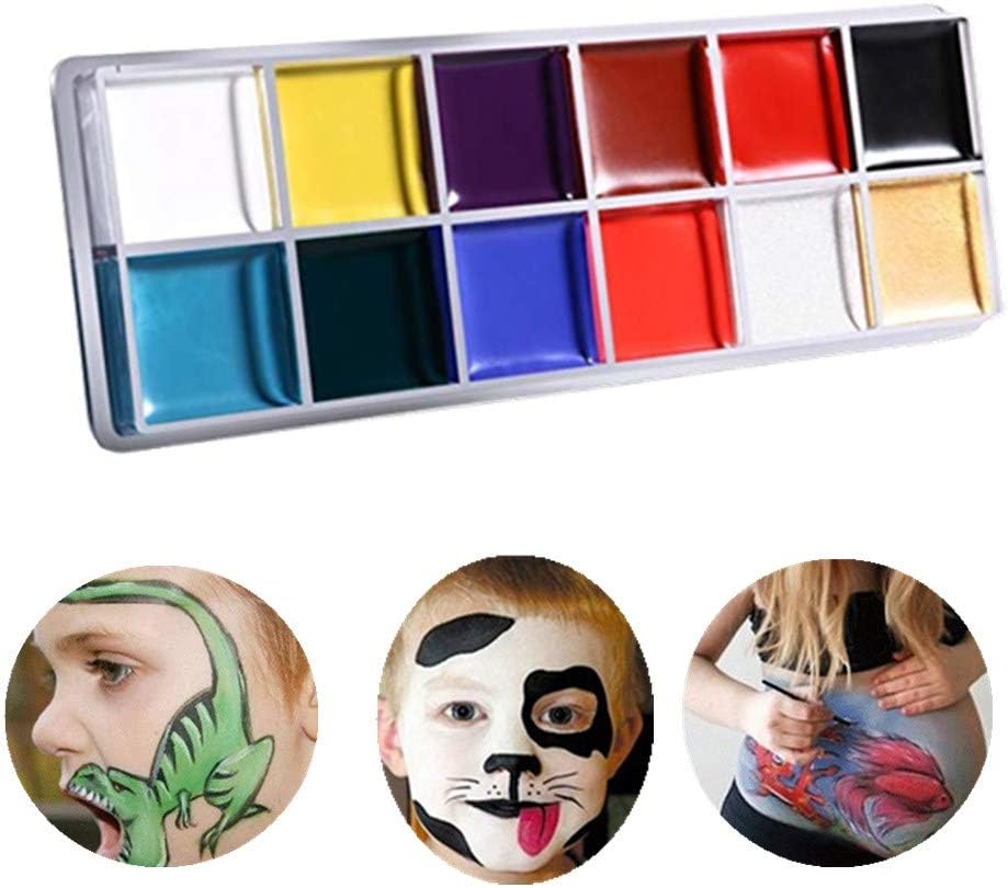 IROCH 12PCS Face Paint Set,Body Paint Set,Professional Face Painting Kit for Kids & Adults,Face Paint